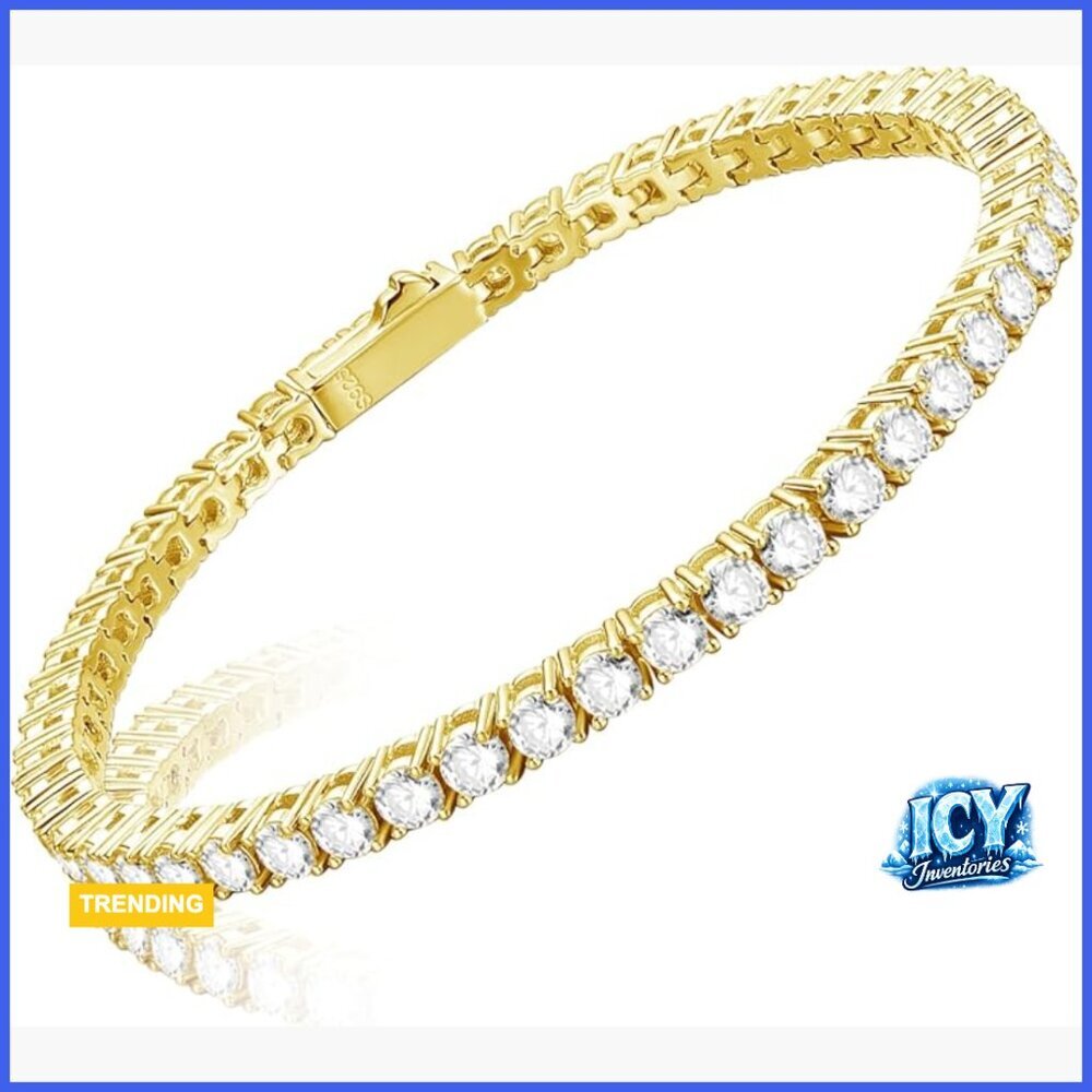 Sterling Silver Moissanite Tennis Bracelet White Gold Plated